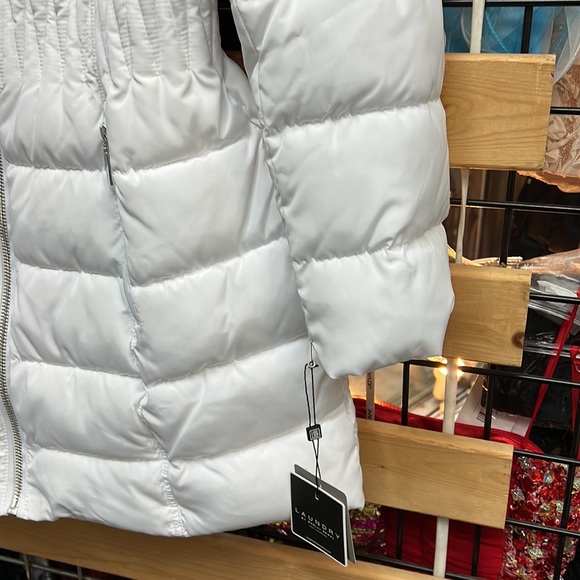 NWT,laundry by shelli segal Faux Fur Trim W Puffer Coat,white - Picture 6 of 17